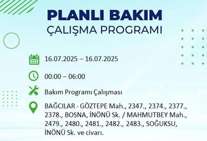 İSTANBUL’DA ELEKTRİKLER NE ZAMAN GELECEK İstanbul’da 21 İlçede Elektrik Kesintisi 16 Temmuz 2025