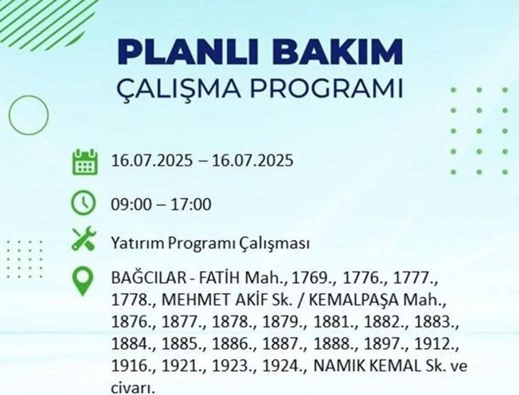 İSTANBUL’DA ELEKTRİKLER NE ZAMAN GELECEK İstanbul’da 21 İlçede Elektrik Kesintisi 16 Temmuz 2025