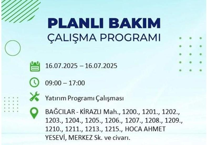 İSTANBUL’DA ELEKTRİKLER NE ZAMAN GELECEK İstanbul’da 21 İlçede Elektrik Kesintisi 16 Temmuz 2025