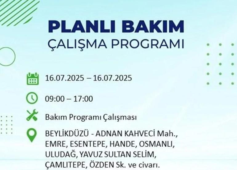 İSTANBUL’DA ELEKTRİKLER NE ZAMAN GELECEK İstanbul’da 21 İlçede Elektrik Kesintisi 16 Temmuz 2025