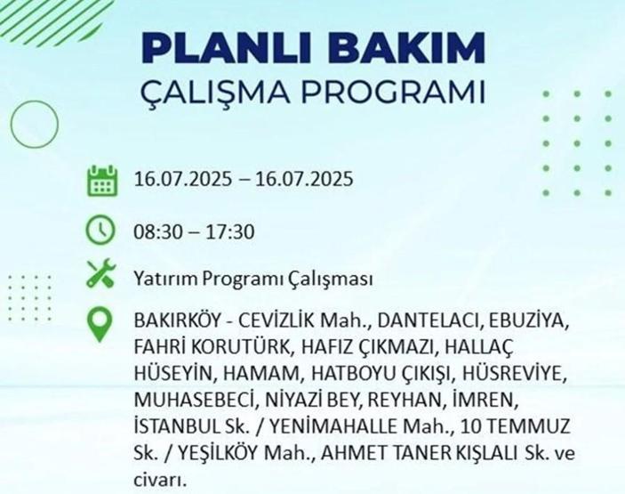 İSTANBUL’DA ELEKTRİKLER NE ZAMAN GELECEK İstanbul’da 21 İlçede Elektrik Kesintisi 16 Temmuz 2025