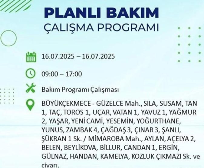 İSTANBUL’DA ELEKTRİKLER NE ZAMAN GELECEK İstanbul’da 21 İlçede Elektrik Kesintisi 16 Temmuz 2025