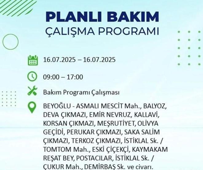 İSTANBUL’DA ELEKTRİKLER NE ZAMAN GELECEK İstanbul’da 21 İlçede Elektrik Kesintisi 16 Temmuz 2025