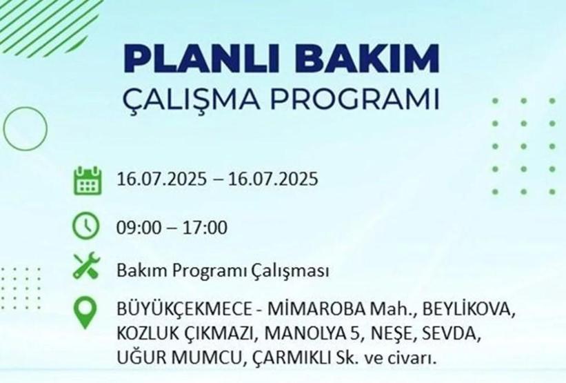 İSTANBUL’DA ELEKTRİKLER NE ZAMAN GELECEK İstanbul’da 21 İlçede Elektrik Kesintisi 16 Temmuz 2025