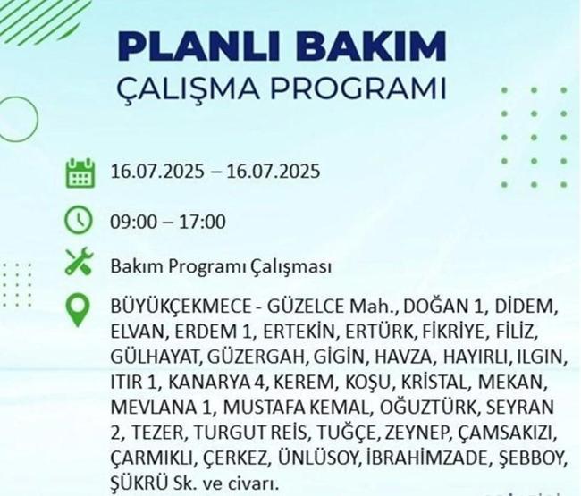 İSTANBUL’DA ELEKTRİKLER NE ZAMAN GELECEK İstanbul’da 21 İlçede Elektrik Kesintisi 16 Temmuz 2025
