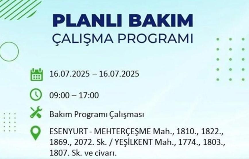 İSTANBUL’DA ELEKTRİKLER NE ZAMAN GELECEK İstanbul’da 21 İlçede Elektrik Kesintisi 16 Temmuz 2025