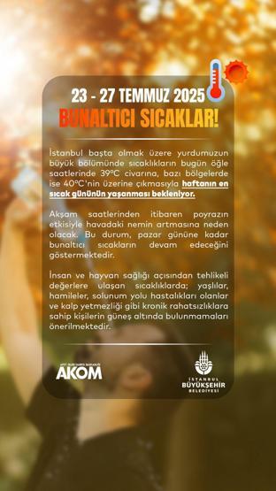 İSTANBUL BUGÜN KAÇ DERECE İstanbul hissedilen sıcaklık: İstanbul kavruluyor