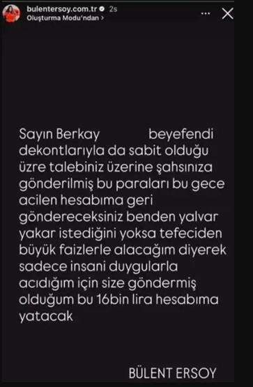 Bülent Ersoy, Borç Verdiği Kişiyi Sanal Medyada İfşaladı: 16 Bin TL’yi Acilen İstiyorum