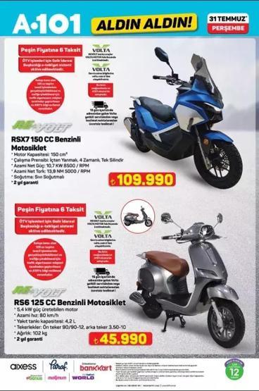 A101 AKTÜEL ÜRÜNLER: 31 Temmuz Kataloğu Bu Hafta A101de Neler Var 150 cc Benzinli Motosiklet ve 125 cc Benzinli Motosiklet Satışta