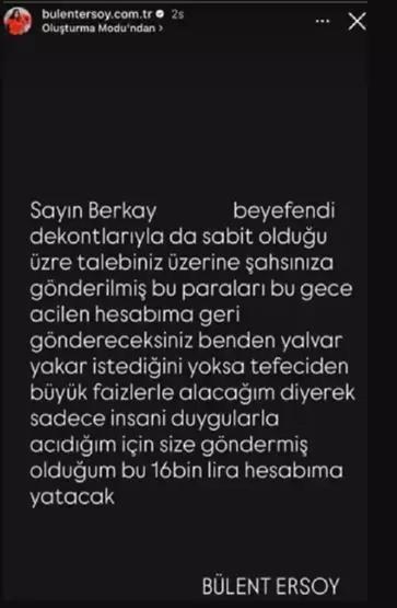 16 BİN TLYİ ACİLEN İSTİYORUM’ DEMİŞTİ Gülben Ergen, Bülent Ersoya bakın nasıl destek verdi