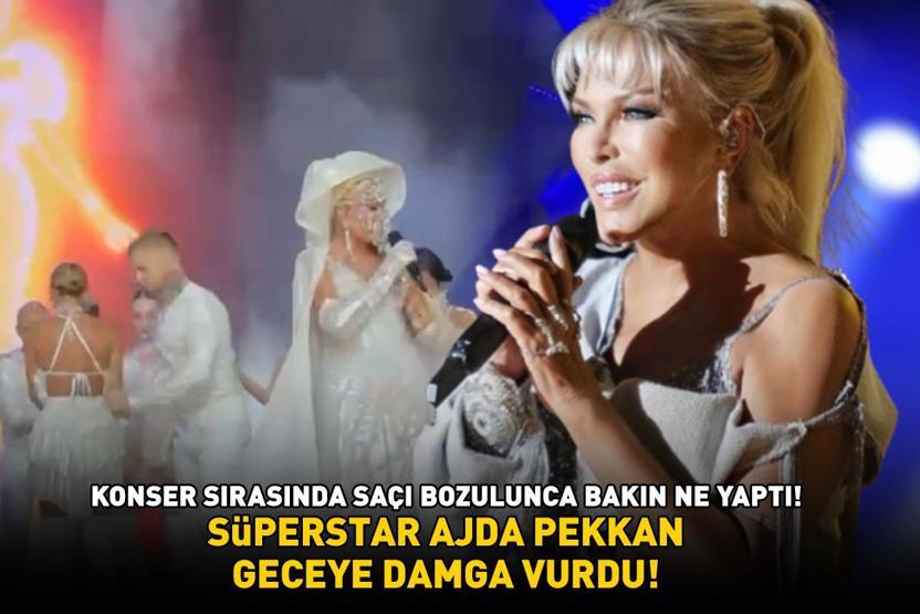 Süperstar Ajda Pekkan geceye damga vurdu Konser sırasında saçı bozulunca bakın ne yaptı