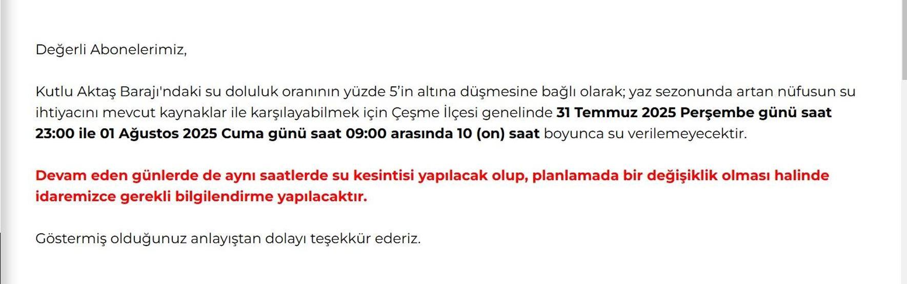 İZSU İZMİR SU KESİNTİSİ 2025: İZSU’dan Kritik Uyarı Çeşme, Bornova, Karabağlar, Bayraklı... İzmir’in Hangi İlçelerinde Su Kesintisi Var İzmirde Sular Ne Zaman Gelecek