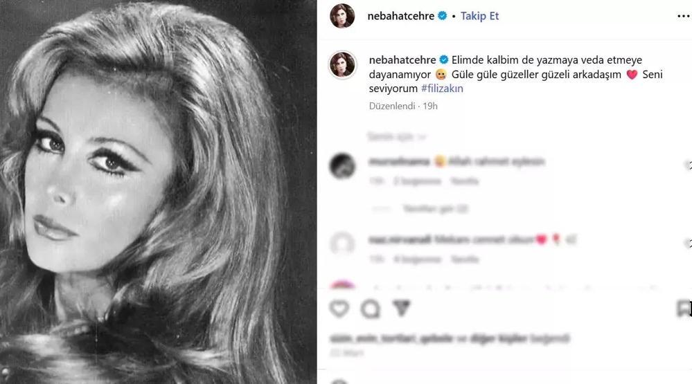 Aşk-ı Memnunun Firdevsiydi Nebahat Çehreden duygulandıran Filiz Akın paylaşımı: Yerin hiç dolmayacak