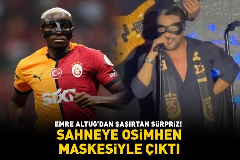 Emre Altuğdan şaşırtan sürpriz Galatasarayın yıldızı Victor Osimhen ile özdeşleşen ikonik maskeyle sahneye çıktı