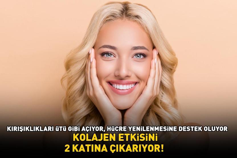 KOLAJEN ETKİSİNİ 2 KATINA ÇIKARIYOR Mucizevi etki: Kırışıklıkları ütü gibi açıyor, cildi onarıp hücre yenilenmesine destek oluyor