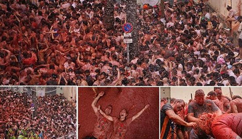 İspanya Sokakları Kırmızıya Döndü: 120 Ton Domates Havada Uçuştu 80 Yıllık Kavga, Nasıl Geleneğe Dönüştü La Tomatina’dan Görüntüler...