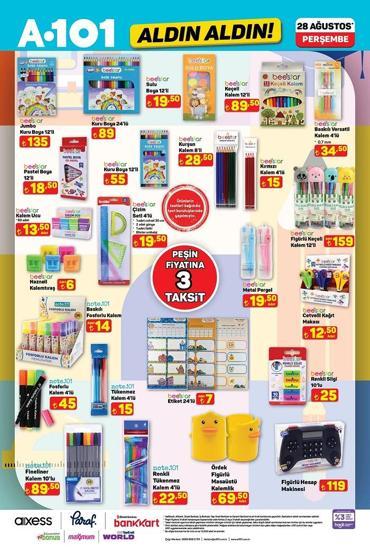 28 AĞUSTOS A101 KATALOĞU: Bu Perşembe A101’de neler indirimde A101 kırtasiye ürünleri bugün satışta