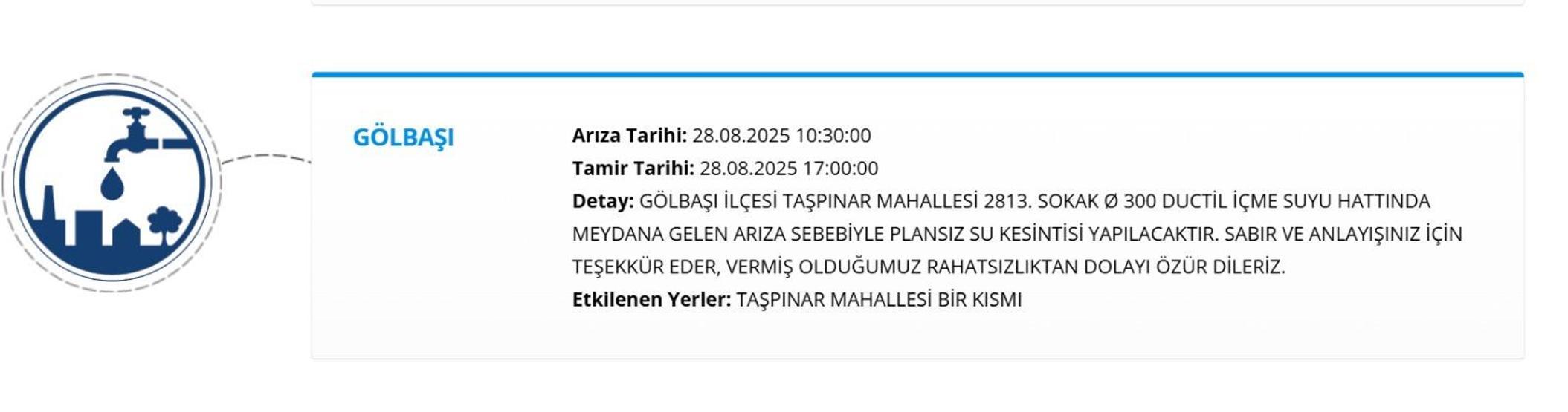 ASKİ ANKARA SU KESİNTİSİ: Ankarada Sular Ne Zaman Gelecek 28 Ağustos ASKİ Ankara Su Kesintisi Sorgulama