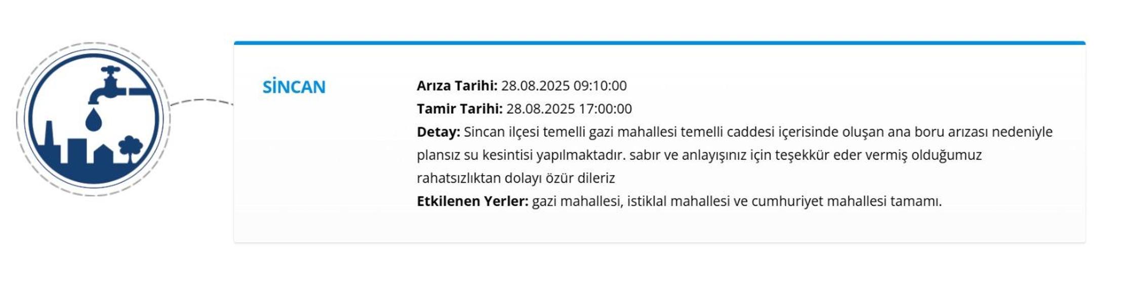 ASKİ ANKARA SU KESİNTİSİ: Ankarada Sular Ne Zaman Gelecek 28 Ağustos ASKİ Ankara Su Kesintisi Sorgulama