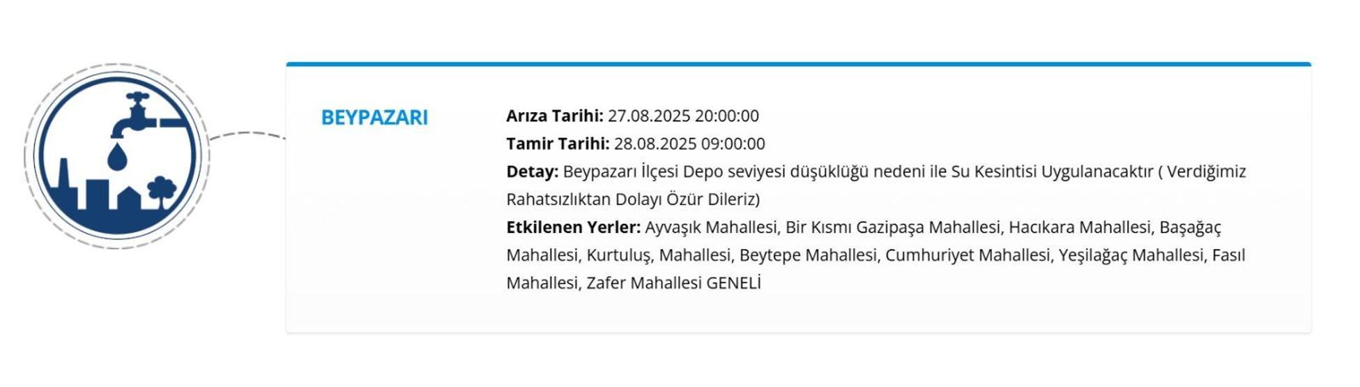 ASKİ ANKARA SU KESİNTİSİ: Ankarada Sular Ne Zaman Gelecek 28 Ağustos ASKİ Ankara Su Kesintisi Sorgulama