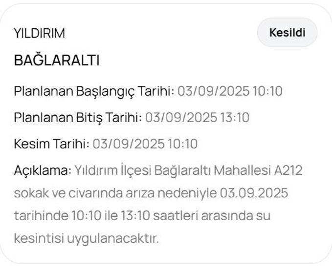 BUSKİ BURSA SU KESİNTİSİ: Bursada Sular Ne Zaman Gelecek 3 Eylül Bursa Su Kesintisi Ne Zaman Bitecek