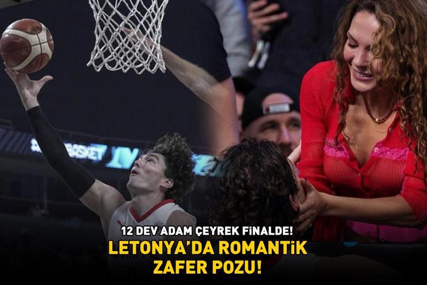 Türkiye, EuroBasket 2025te çeyrek finale yükseldi Cedi Osman ve Ebru Şahinden Letonyada romantik zafer pozu