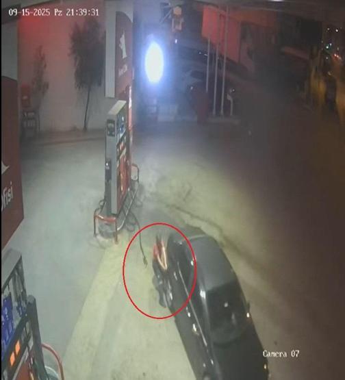 Faciaya ramak kala Akaryakıt istasyonunda korku dolu anlar