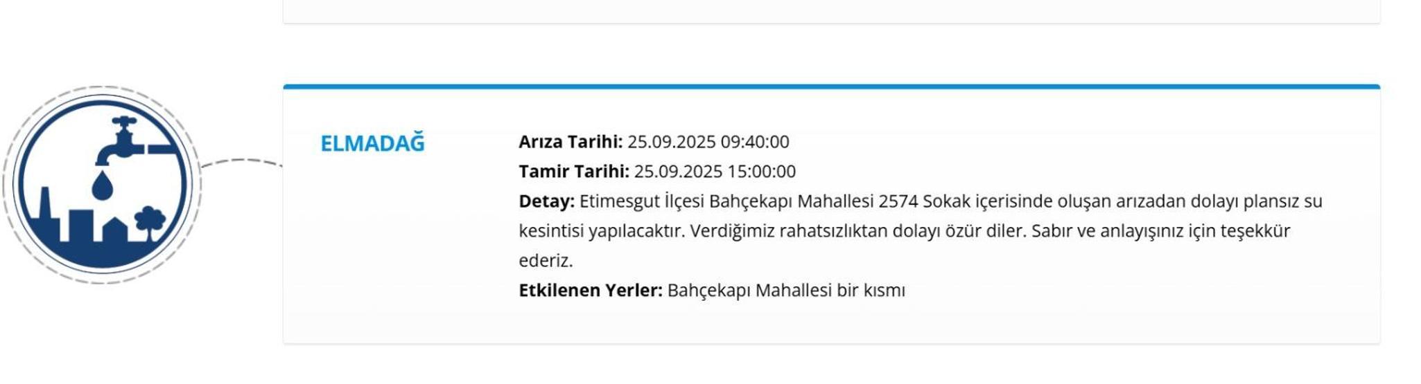 25 EYLÜL ASKİ ANKARA SU KESİNTİSİ: Ankarada Sular Ne Zaman Gelecek ASKİ Ankara Su Kesintisi Sorgulama