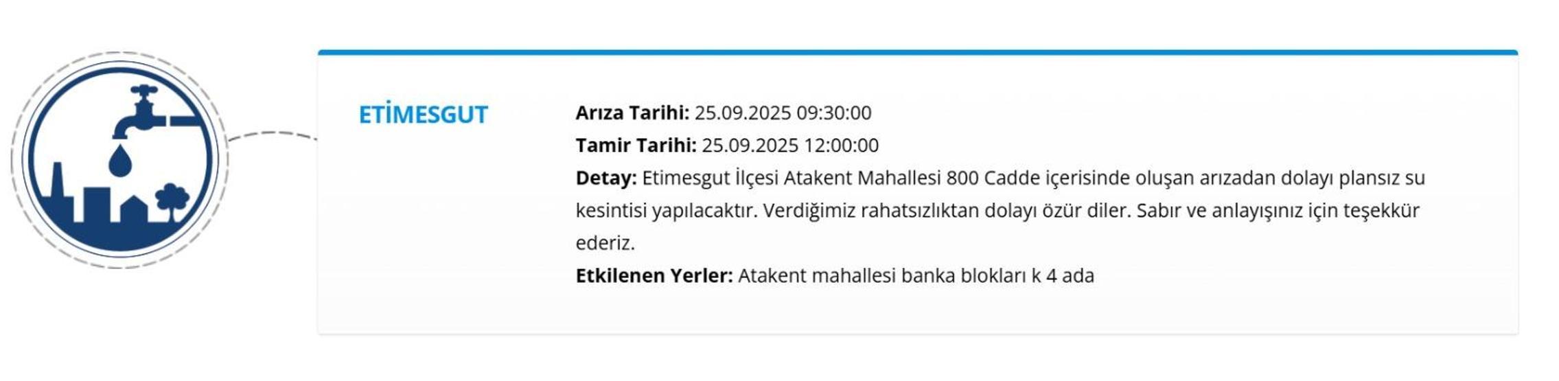25 EYLÜL ASKİ ANKARA SU KESİNTİSİ: Ankarada Sular Ne Zaman Gelecek ASKİ Ankara Su Kesintisi Sorgulama