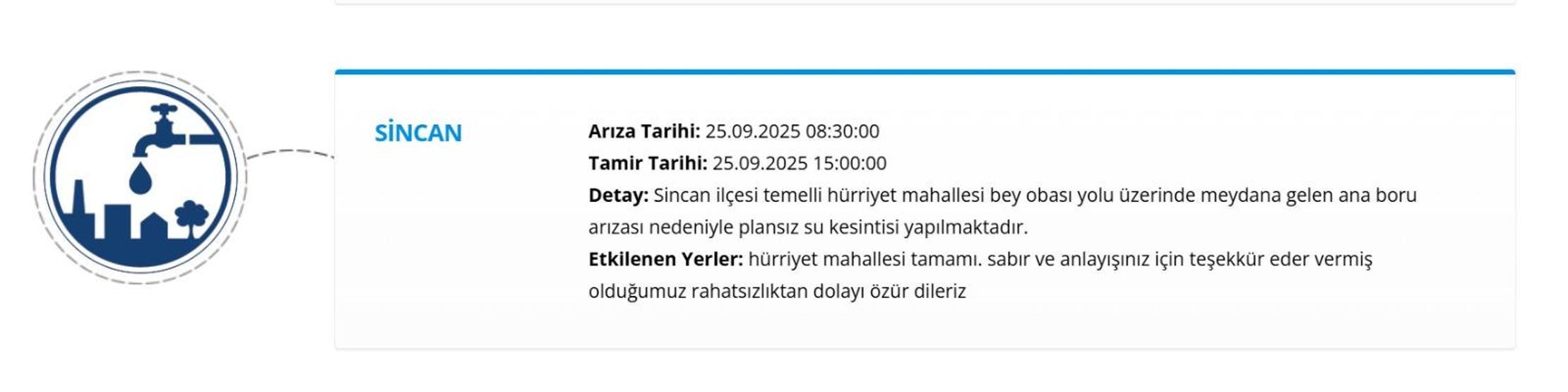 25 EYLÜL ASKİ ANKARA SU KESİNTİSİ: Ankarada Sular Ne Zaman Gelecek ASKİ Ankara Su Kesintisi Sorgulama