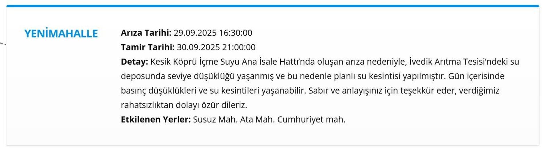 ASKİ ANKARA SU KESİNTİSİ 30 EYLÜL : Ankarada Sular Ne Zaman Gelecek ASKİ Ankara Su Kesintisi Sorgulama