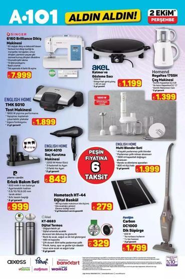 A101 2 Ekim Aktüel Ürünler Kataloğu: Bu Hafta A101 Aldın Aldın 2 Ekim Kataloğunda Neler Var Dikiş Makinesi, Dijital Termos, Multi Blender Seti...