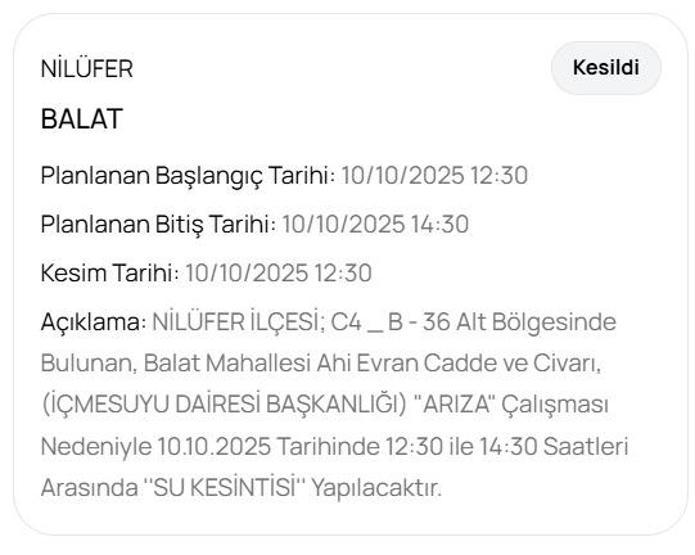 BUSKİ BURSA SU KESİNTİSİ 10 EKİM: Bursa Su Kesintisi Ne Zaman Bitecek Bursada Sular Ne Zaman Gelecek