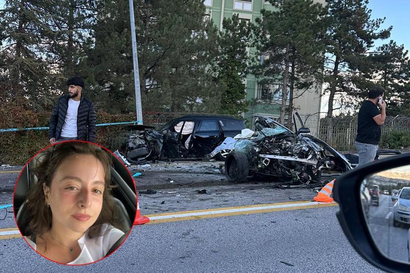 Ankarada feci kaza Üniversite öğrencisi Gamze ikiye ayrılan otomobilde can verdi