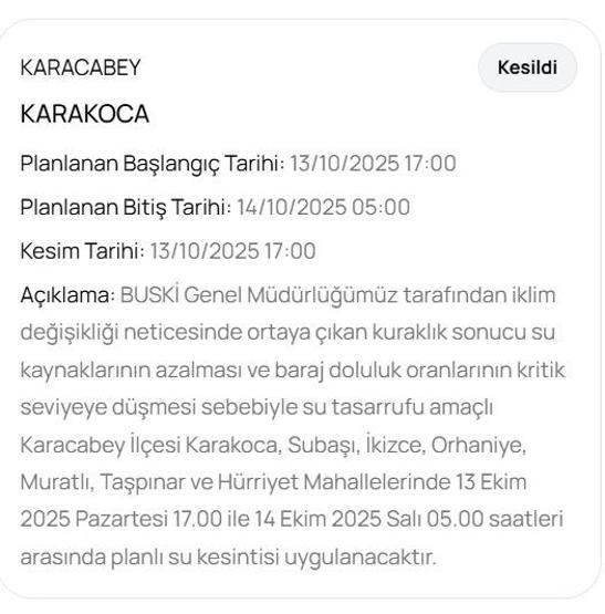 BUSKİ BURSA SU KESİNTİSİ 13 EKİM: Bursa Su Kesintisi Ne Zaman Bitecek Bursada Sular Ne Zaman Gelecek