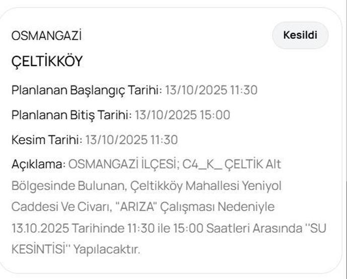 BUSKİ BURSA SU KESİNTİSİ 13 EKİM: Bursa Su Kesintisi Ne Zaman Bitecek Bursada Sular Ne Zaman Gelecek
