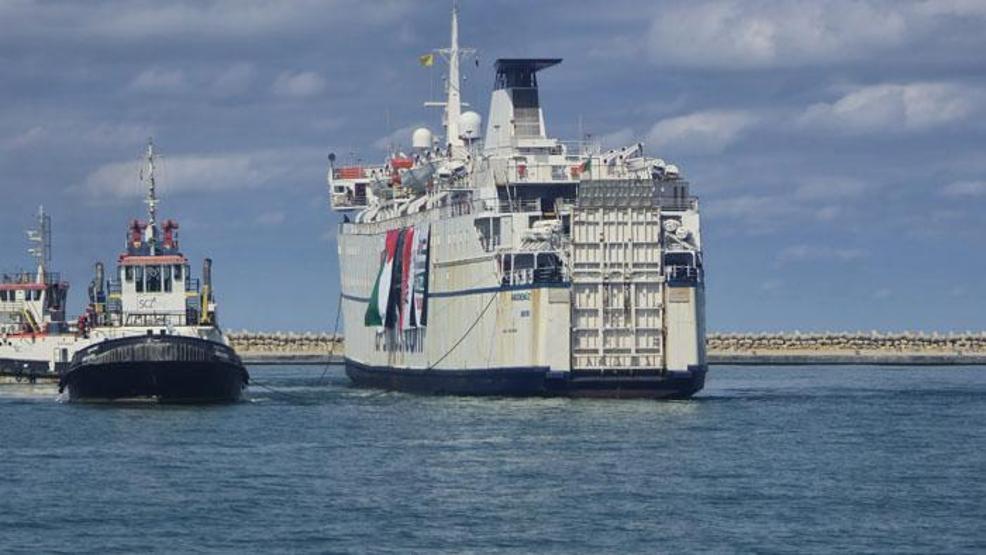 Türkiyenin Gazze gemisi Mısırda Böyle görüntülendi