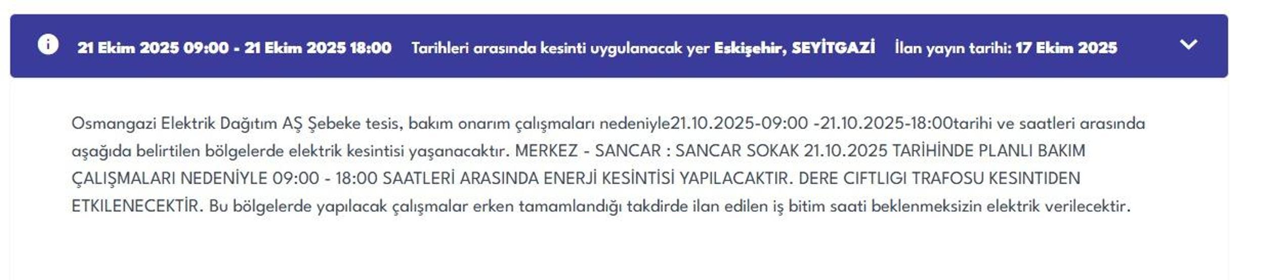OEDAŞ ESKİŞEHİR ELEKTRİK KESİNTİSİ: Hangi Mahalleler Etkilendi Eskişehir Elektrik Kesintisi Ne Zaman Bitecek