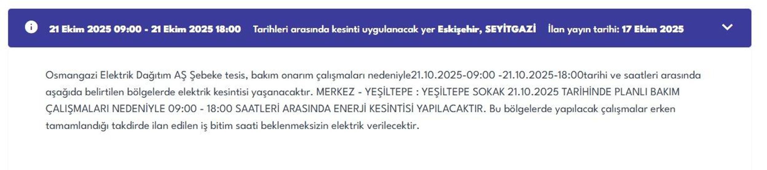 OEDAŞ ESKİŞEHİR ELEKTRİK KESİNTİSİ: Hangi Mahalleler Etkilendi Eskişehir Elektrik Kesintisi Ne Zaman Bitecek