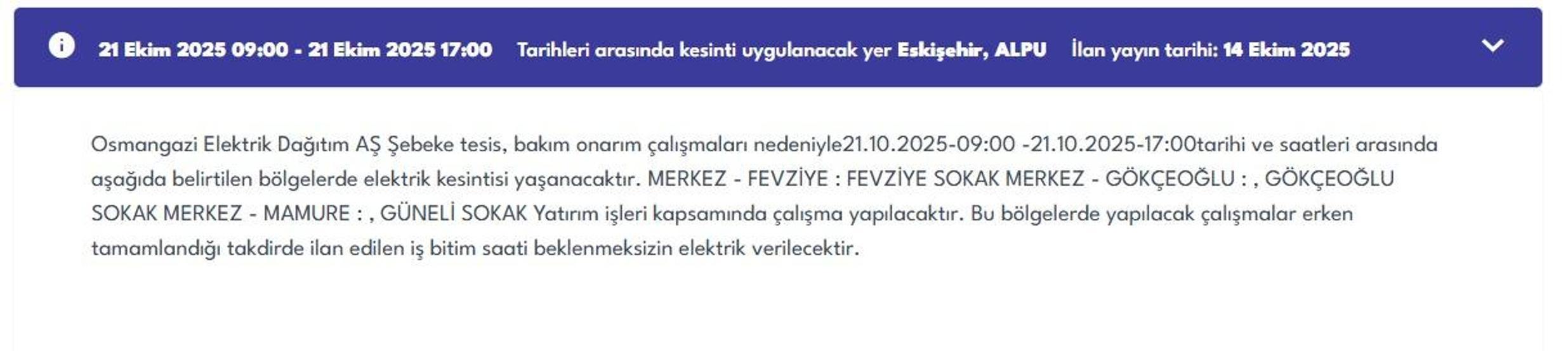 OEDAŞ ESKİŞEHİR ELEKTRİK KESİNTİSİ: Hangi Mahalleler Etkilendi Eskişehir Elektrik Kesintisi Ne Zaman Bitecek