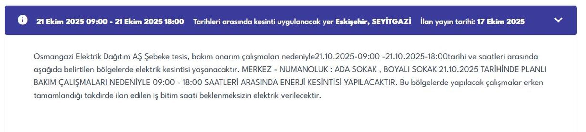 OEDAŞ ESKİŞEHİR ELEKTRİK KESİNTİSİ: Hangi Mahalleler Etkilendi Eskişehir Elektrik Kesintisi Ne Zaman Bitecek