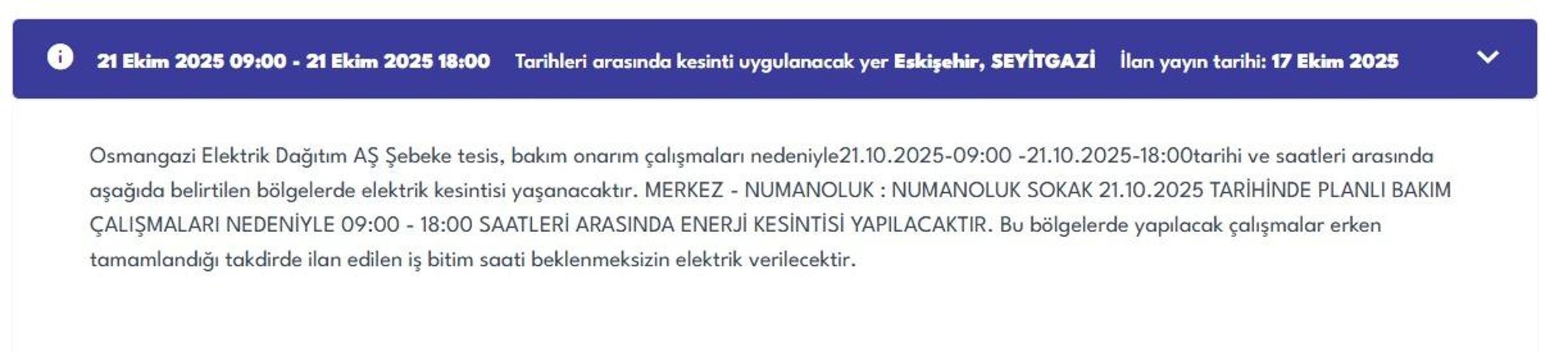 OEDAŞ ESKİŞEHİR ELEKTRİK KESİNTİSİ: Hangi Mahalleler Etkilendi Eskişehir Elektrik Kesintisi Ne Zaman Bitecek
