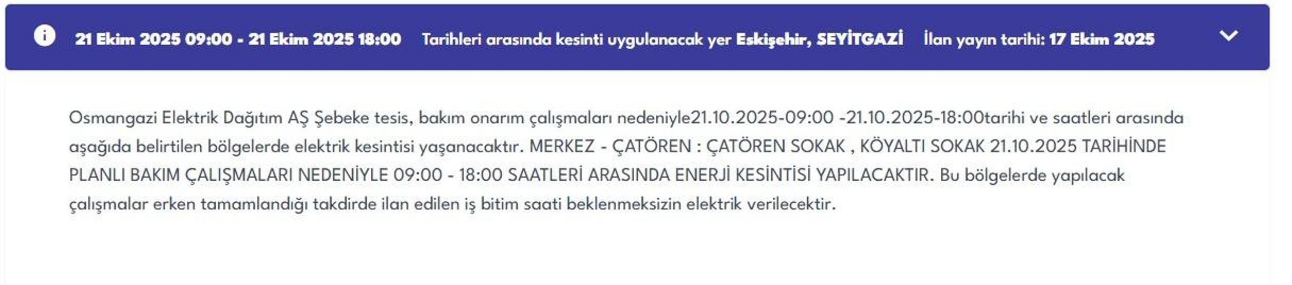 OEDAŞ ESKİŞEHİR ELEKTRİK KESİNTİSİ: Hangi Mahalleler Etkilendi Eskişehir Elektrik Kesintisi Ne Zaman Bitecek