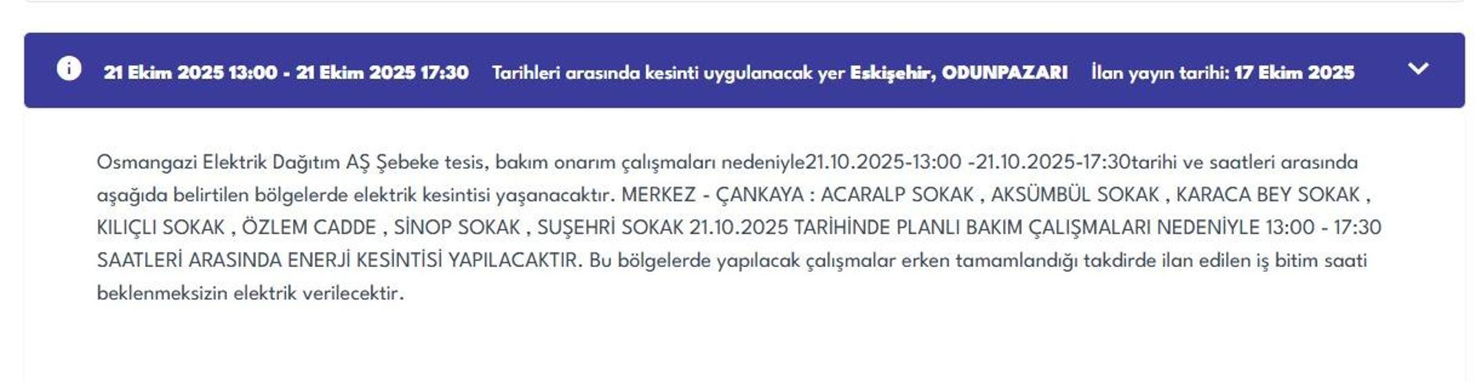 OEDAŞ ESKİŞEHİR ELEKTRİK KESİNTİSİ: Hangi Mahalleler Etkilendi Eskişehir Elektrik Kesintisi Ne Zaman Bitecek