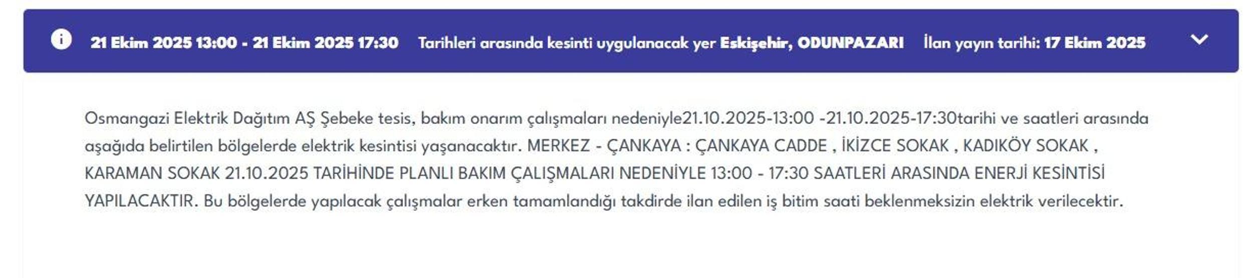 OEDAŞ ESKİŞEHİR ELEKTRİK KESİNTİSİ: Hangi Mahalleler Etkilendi Eskişehir Elektrik Kesintisi Ne Zaman Bitecek