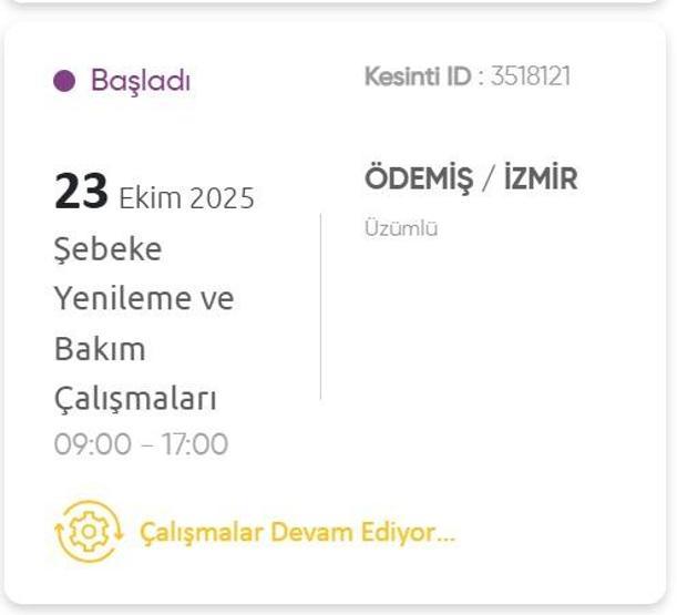 İZMİR ELEKTRİK KESİNTİSİ 23 EKİM: İzmir GDZ Elektrik Kesintisi Ne Zaman Bitecek 23 Ekim 2025 İzmir Kesinti Listesi...