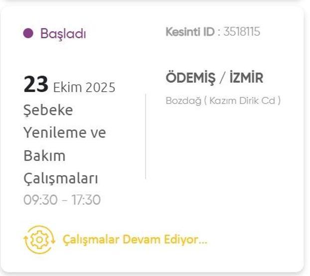 İZMİR ELEKTRİK KESİNTİSİ 23 EKİM: İzmir GDZ Elektrik Kesintisi Ne Zaman Bitecek 23 Ekim 2025 İzmir Kesinti Listesi...
