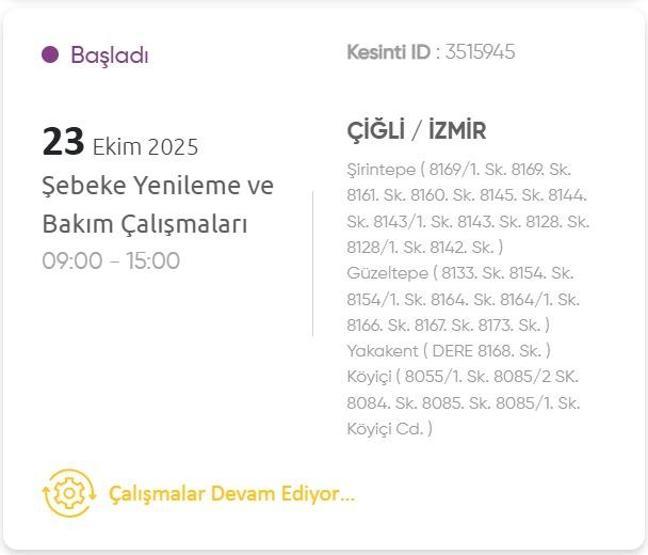 İZMİR ELEKTRİK KESİNTİSİ 23 EKİM: İzmir GDZ Elektrik Kesintisi Ne Zaman Bitecek 23 Ekim 2025 İzmir Kesinti Listesi...