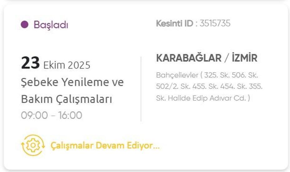 İZMİR ELEKTRİK KESİNTİSİ 23 EKİM: İzmir GDZ Elektrik Kesintisi Ne Zaman Bitecek 23 Ekim 2025 İzmir Kesinti Listesi...