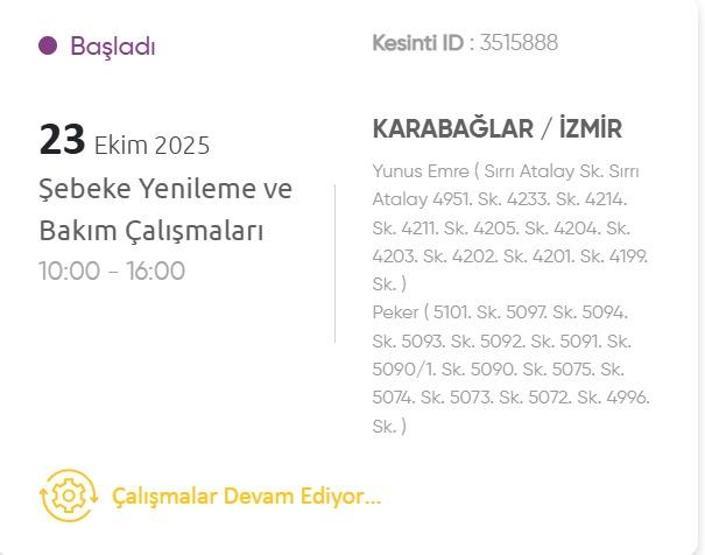 İZMİR ELEKTRİK KESİNTİSİ 23 EKİM: İzmir GDZ Elektrik Kesintisi Ne Zaman Bitecek 23 Ekim 2025 İzmir Kesinti Listesi...